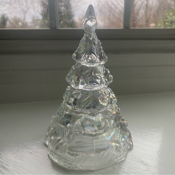 Vintage Iridescent Carnival Glass Christmas Tree With Presents and Teddy Bear - Picture 2 of 6